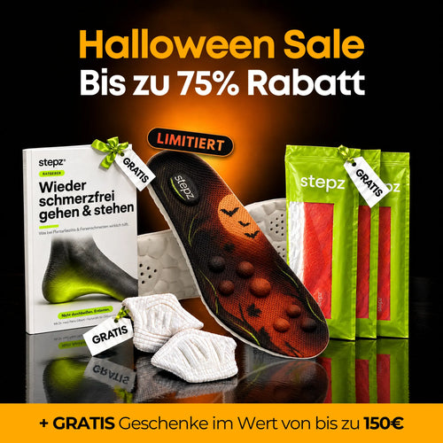 Halloween Sale bei stepz: limitierte Halloween-Sohle mit Gratis-Paaren, Ratgeber und Fersenpolster als Geschenke