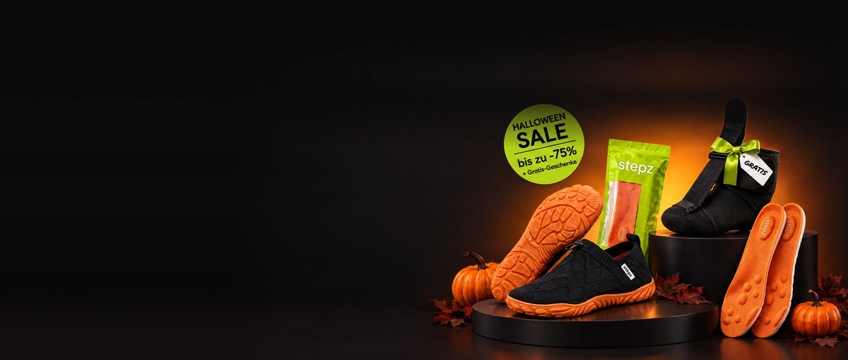 Halloween Sale bei stepz: Barfußschuhe, Entlastungssohlen und Nachtschiene als Gratis-Geschenk